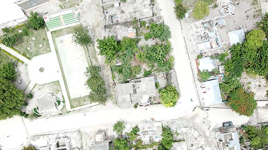 Aerial view of damage in Chardonnieres