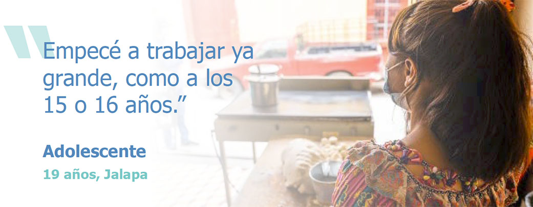 Quote "Empecé a trabajar ya grande, como a los 15 o 16 años."
