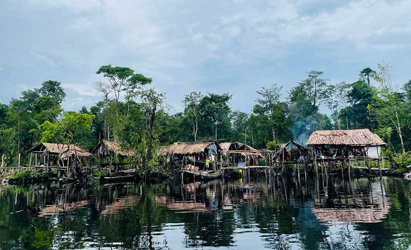 Settlements built on stilts in Anibisi, where mostly indigenous Warrau migrants reside.