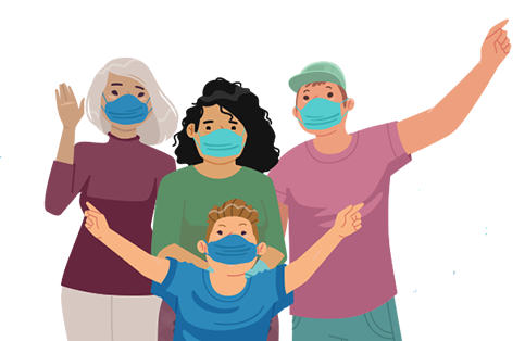 th y empleadora failia con cubrebocas